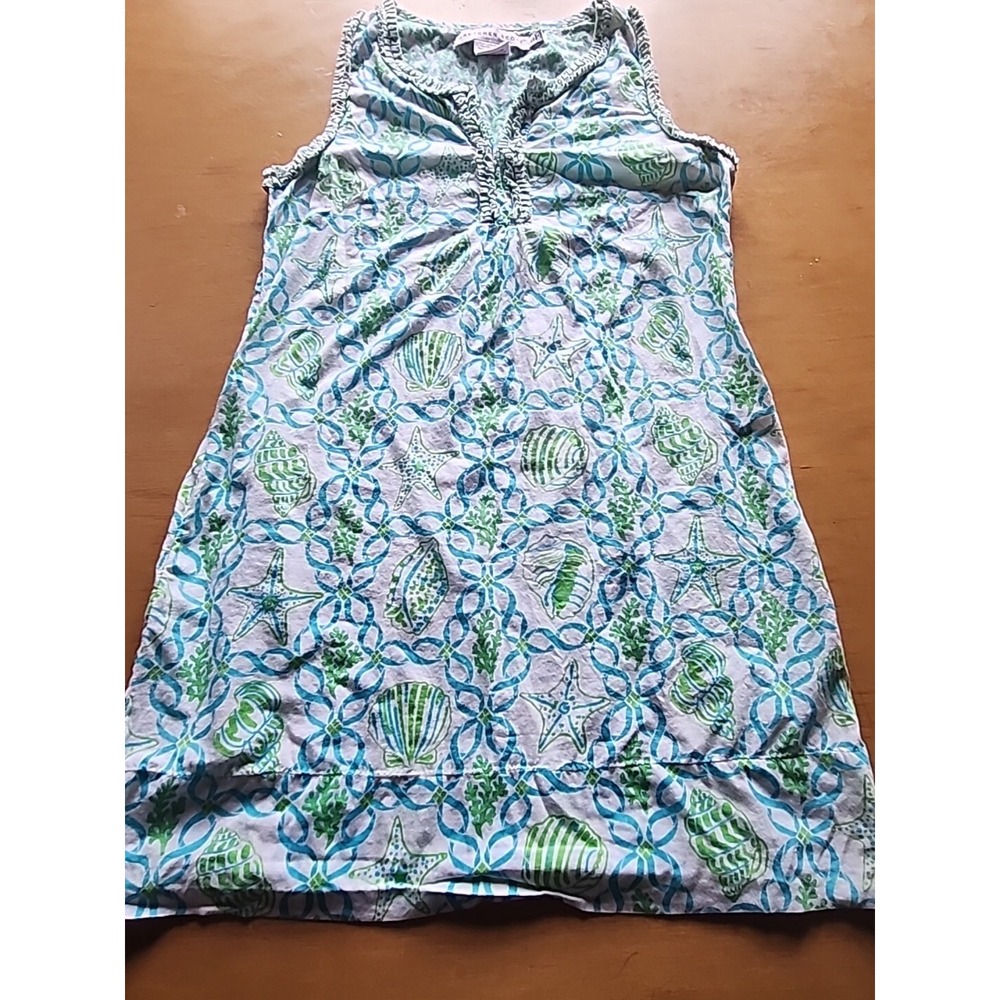 Gretchen Scott Blue Seashell Size Small Knee Length Sleeveless Dress